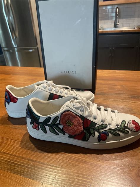 gucci trainers with hearts|gucci ace floral embroidered sneakers.